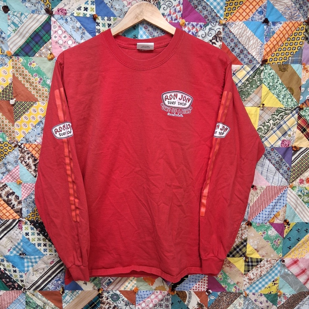 90s Ron Jon Surf Shop Coca Beach Florida Red Long Sleeve Size Medium Double Side